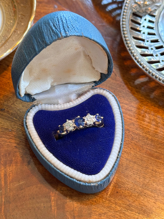 Sapphire & Diamond 5 Stone Ring