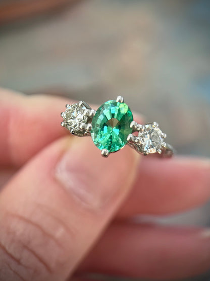 Platinum Tourmaline & Diamond Ring