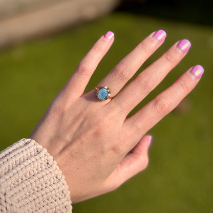 9 Carat Gold Light Blue Opal Triplet Ring