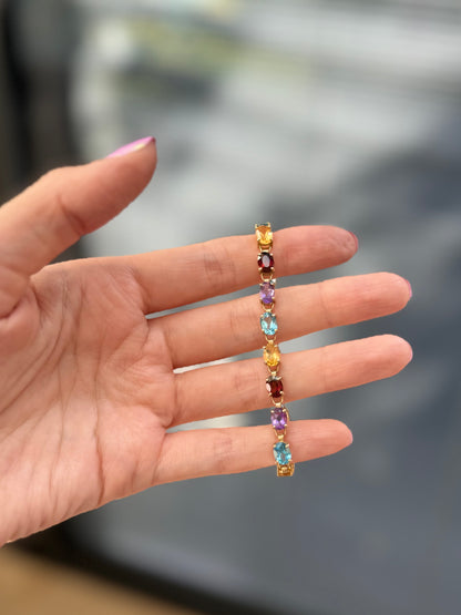 10 Carat Gold Multi Coloured Gem Bracelet