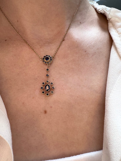 Antique Style Sapphire & Gold Drop necklace