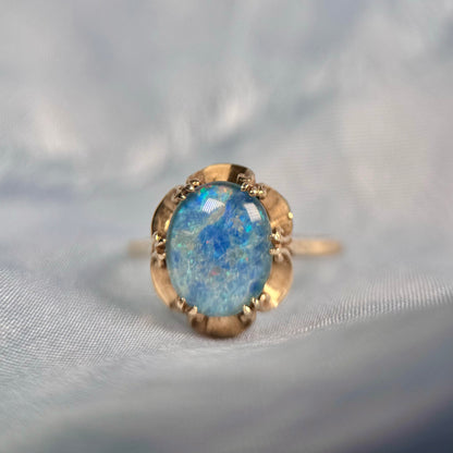 9 Carat Gold Light Blue Opal Triplet Ring