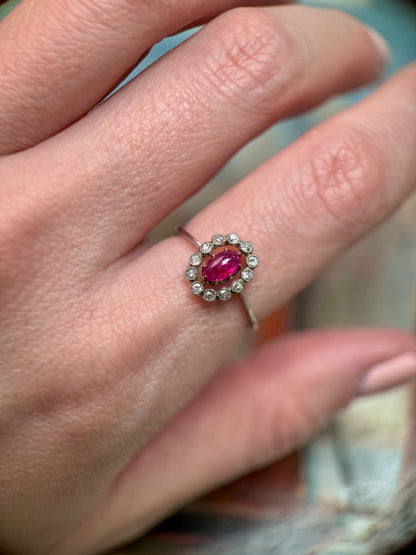 Antique Ruby & Diamond Converted Ring