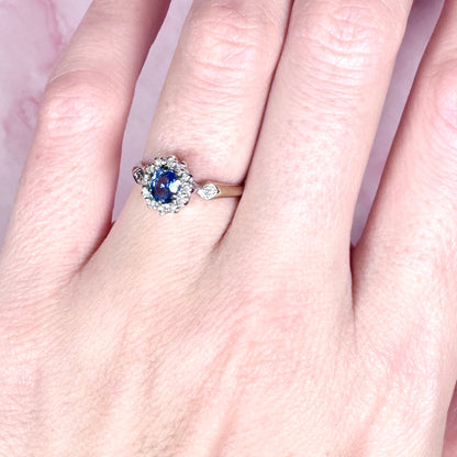 9 Carat Sapphire Diamond Cluster Ring