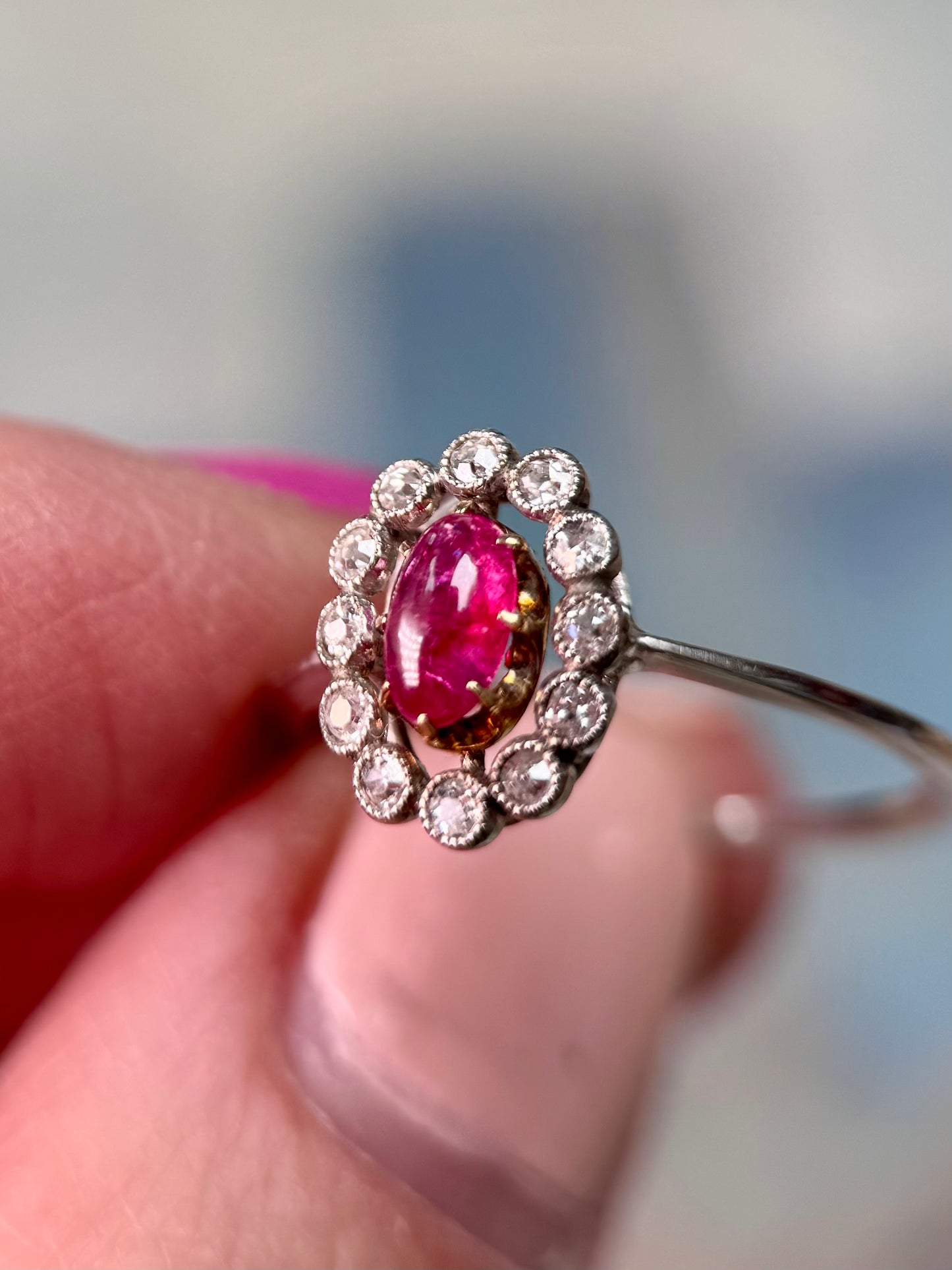 Antique Ruby & Diamond Converted Ring