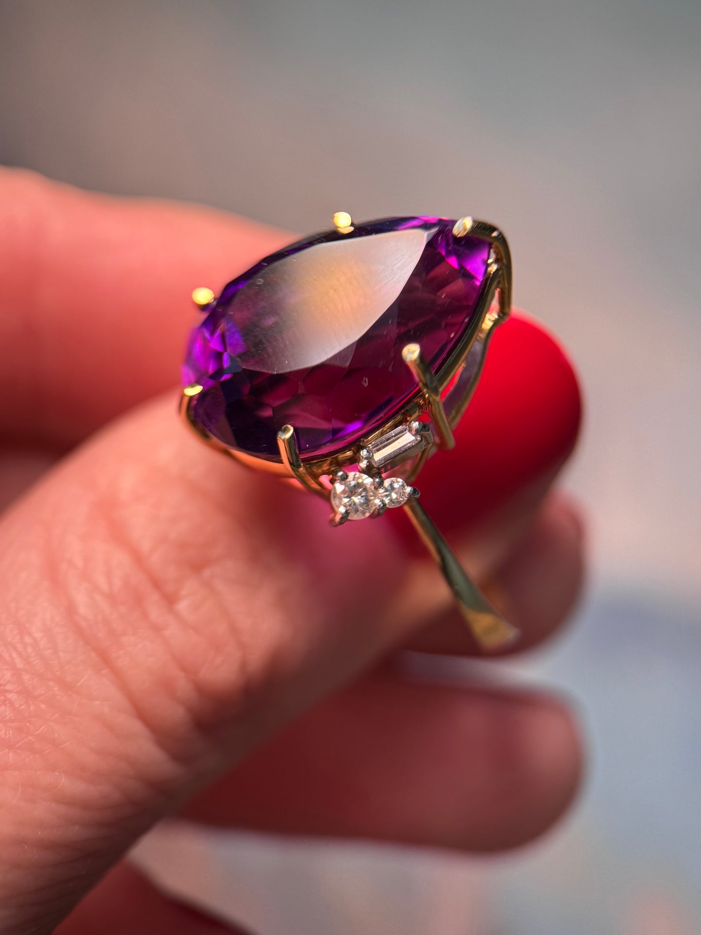Large Amethyst and Diamond Cocktail Ring