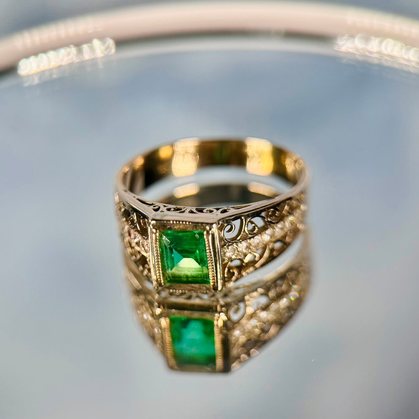 18 Carat Emerald & Diamond Set Ring