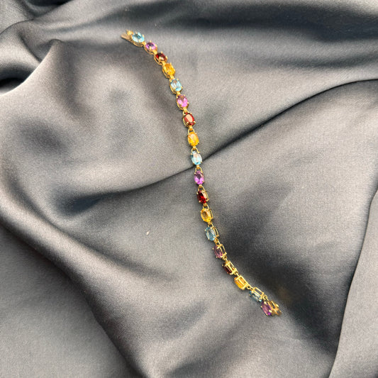 10 Carat Gold Multi Coloured Gem Bracelet