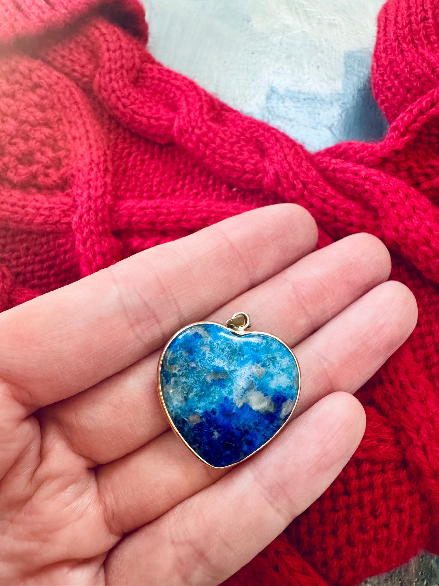 9ct Gold Lapis Lazuli Heart Pendant (Pendant only) - 1 of 2