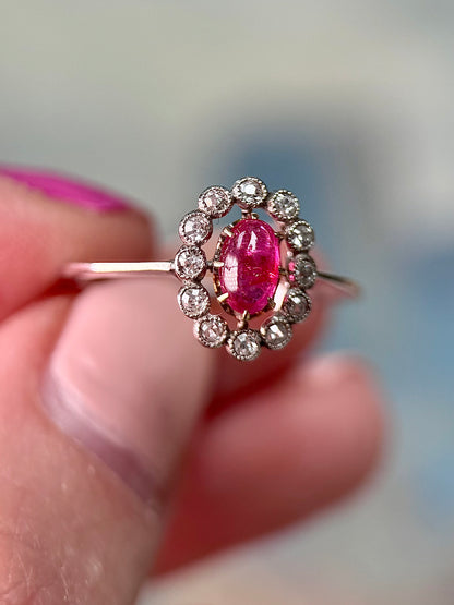 Antique Ruby & Diamond Converted Ring