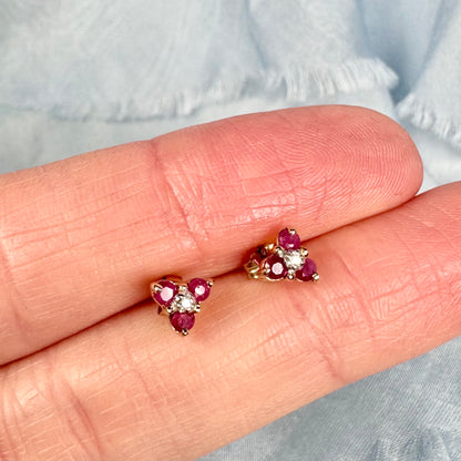 Ruby & Diamond Stud earrings