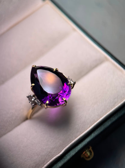 Large Amethyst and Diamond Cocktail Ring