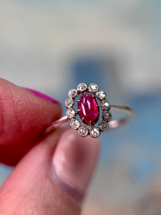 Antique Ruby & Diamond Converted Ring