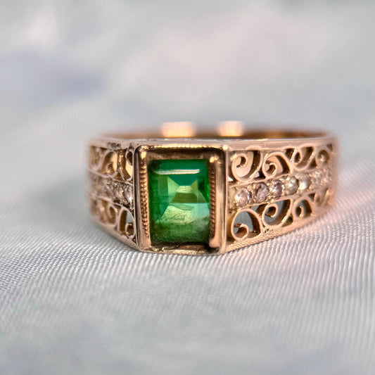 18 Carat Emerald & Diamond Set Ring