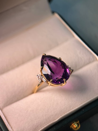 Large Amethyst and Diamond Cocktail Ring