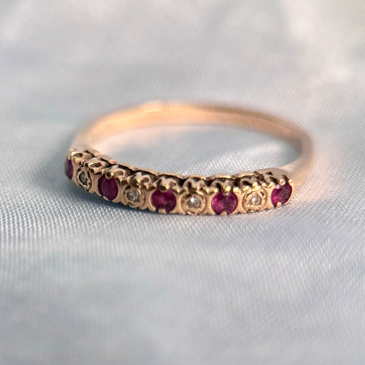 9 Carat Gold Ruby & Diamond Half Eternity ring