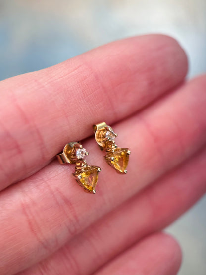9ct Citrine & White Gemstone Earrings