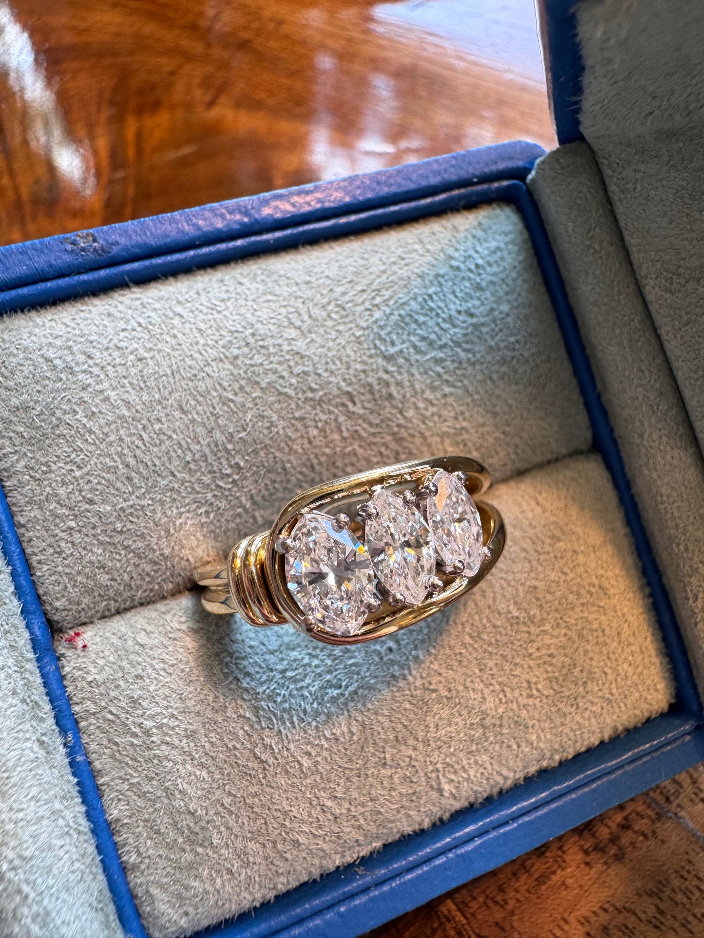 Large Diamond Marquis Trilogy Ring