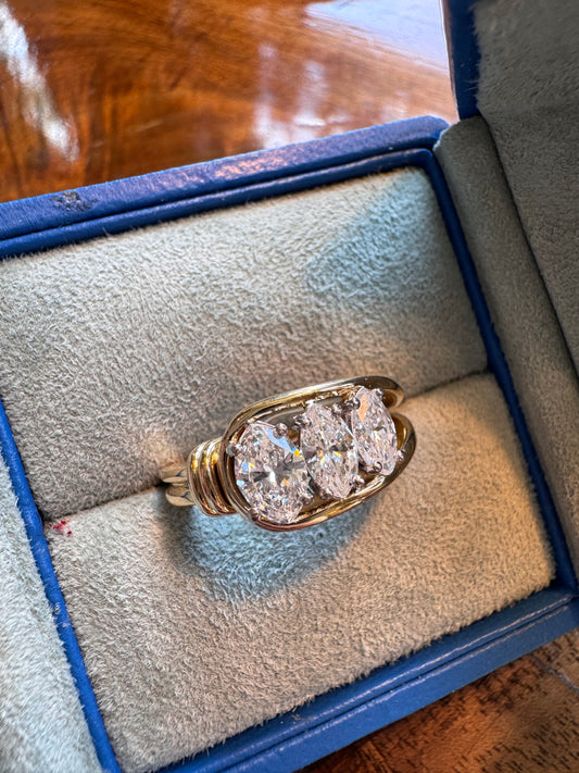 Large Diamond Marquis Trilogy Ring
