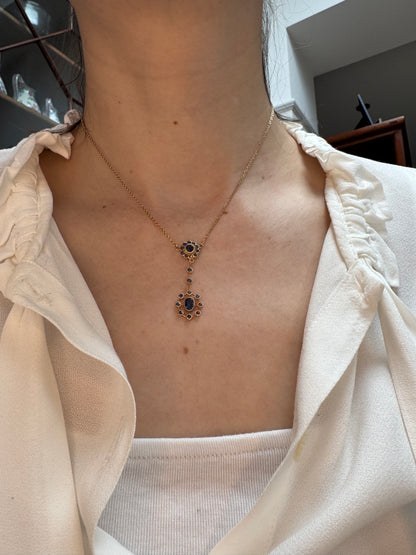 Antique Style Sapphire & Gold Drop necklace