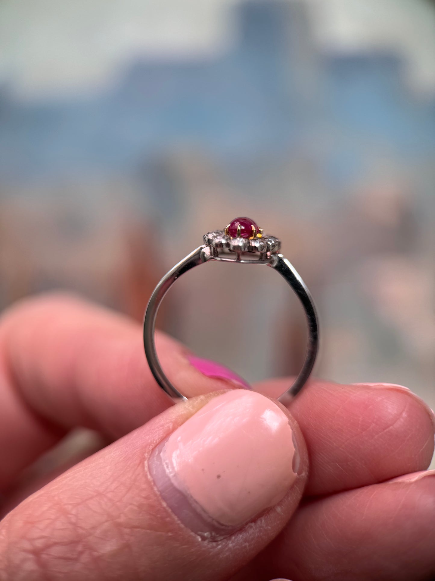 Antique Ruby & Diamond Converted Ring