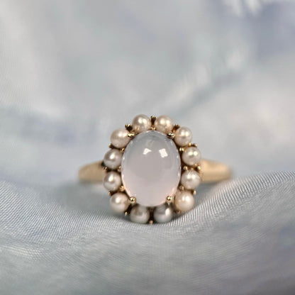 9 Carat Gold Moonstone & Pearl Cocktail Ring