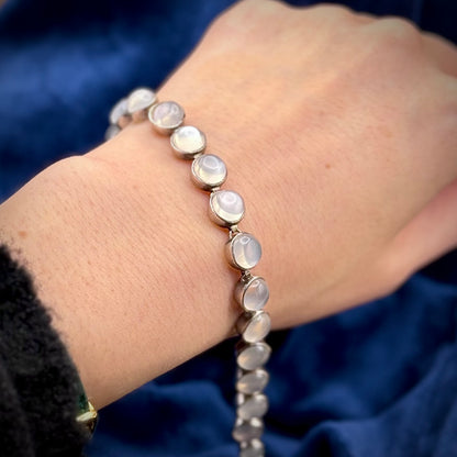 Shimmering Heavy Silver Moonstone Bracelet