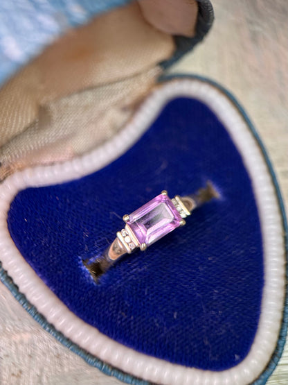 9ct Gold Amethyst & Diamond Ring
