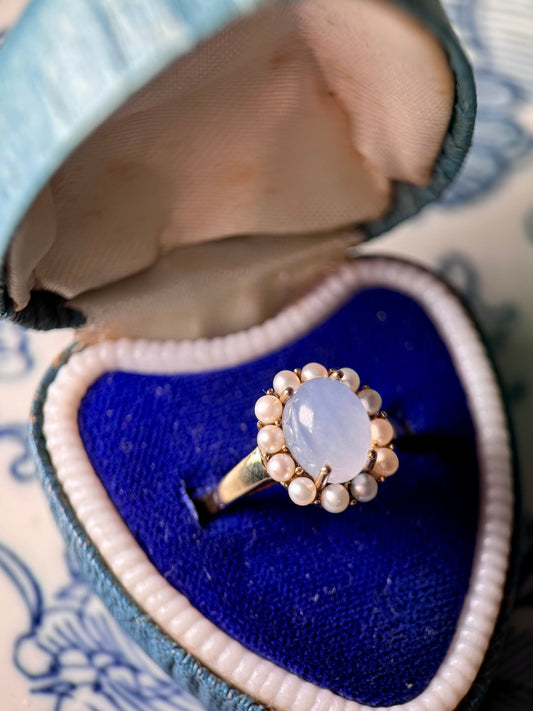 9ct Gold Moonstone & Pearl Cocktail Ring