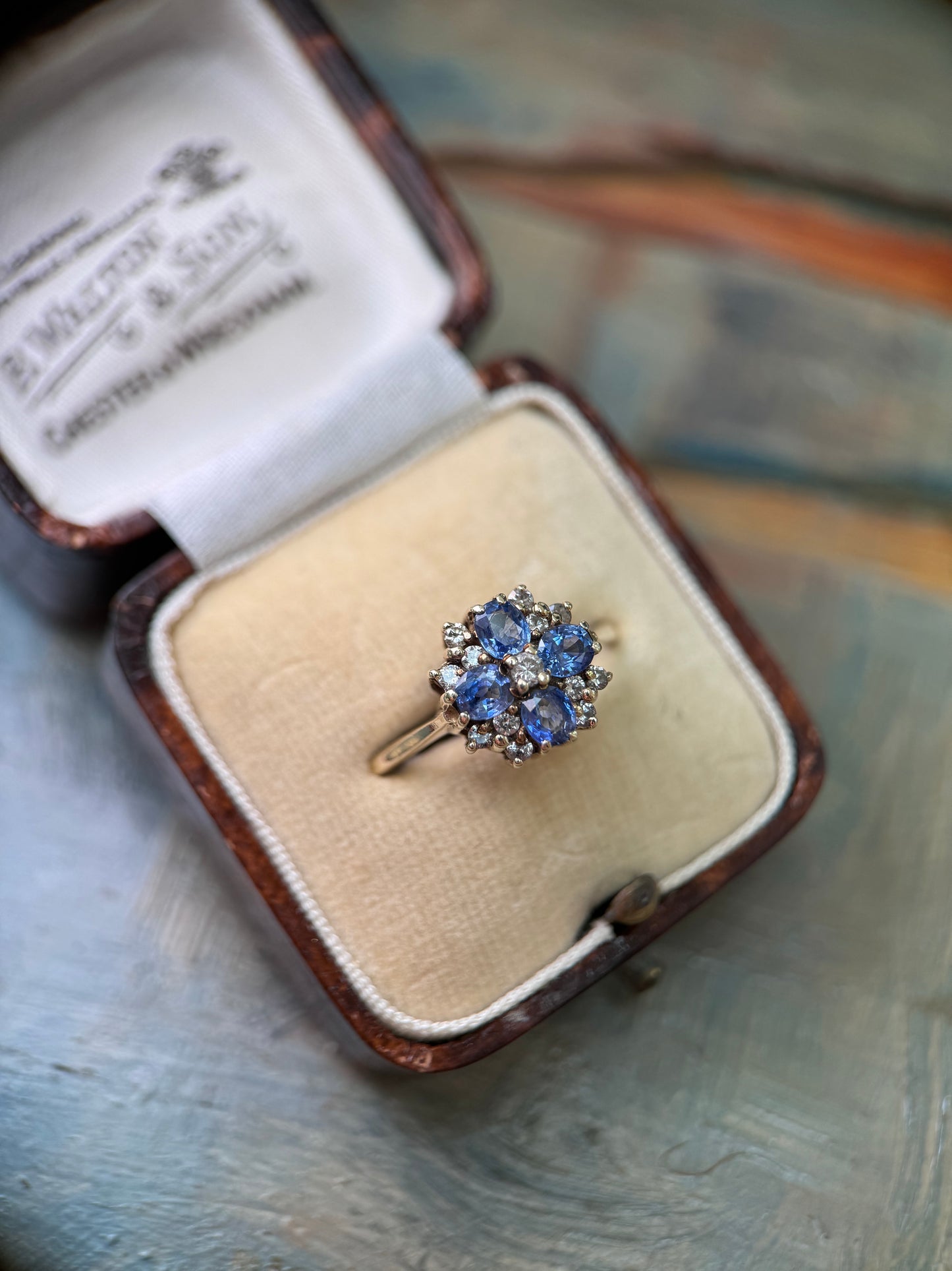 9ct Gold Sapphire & Diamond Cluster Ring