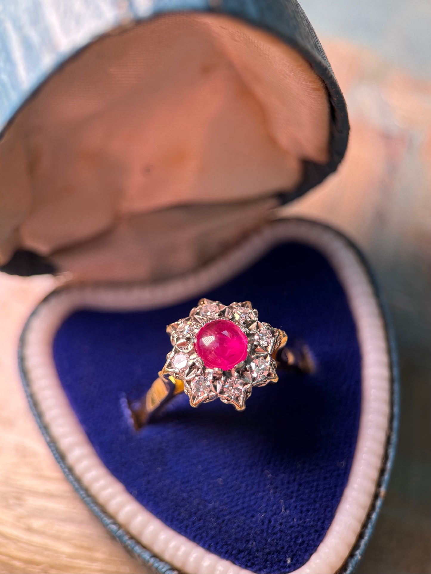 Ruby and Diamond Cluster Ring