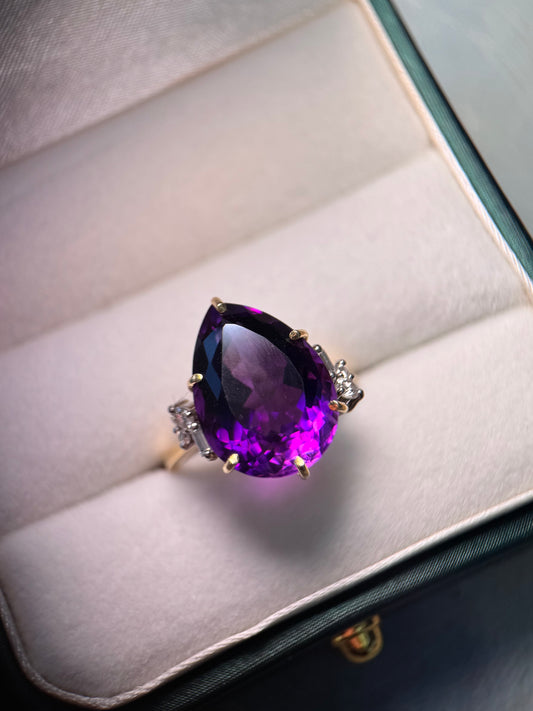 Large Amethyst and Diamond Cocktail Ring