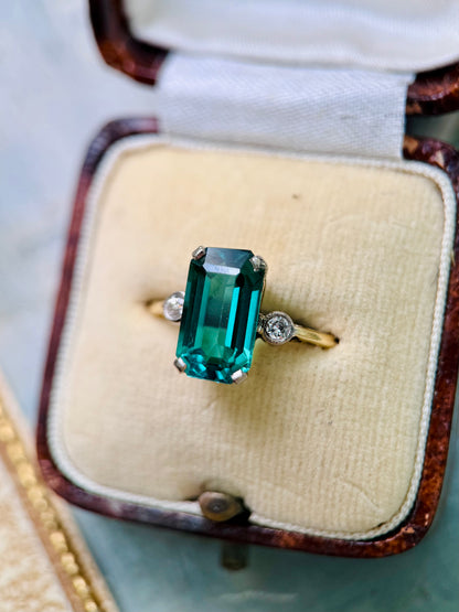 18ct Gold Indicolite Tourmaline & Diamond Ring