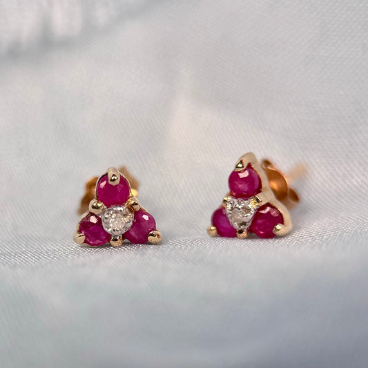 Ruby & Diamond Stud earrings