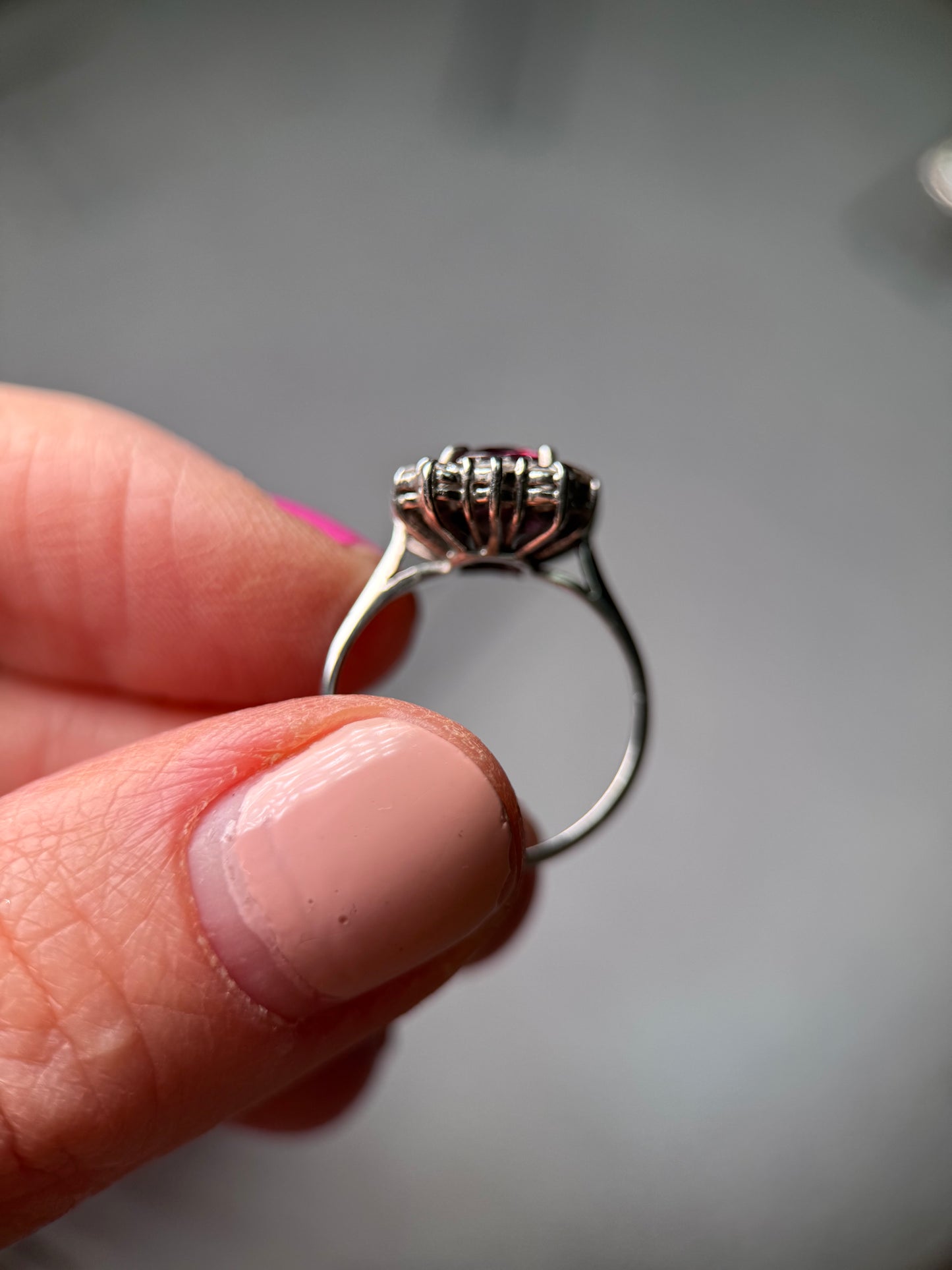 Unheated Purple Burma Ruby and Diamond Ring
