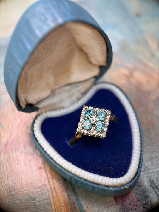 18ct Gold Zircon & Diamond Ring