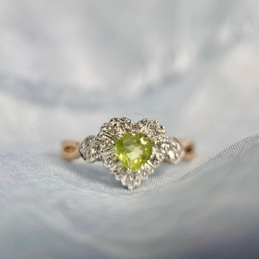 Peridot & Diamond “Heart” ring