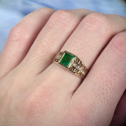 18 Carat Emerald & Diamond Set Ring