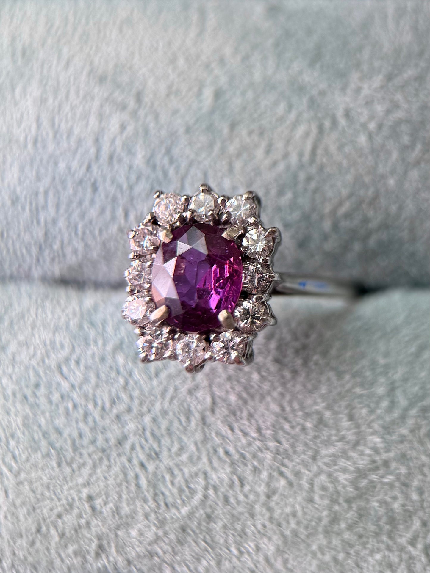 Unheated Purple Burma Ruby and Diamond Ring