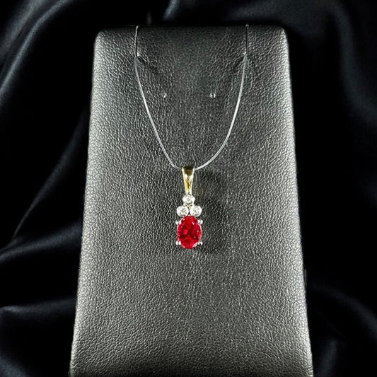 Ruby Diamond Pendant set in 9K Gold (Pendant only)