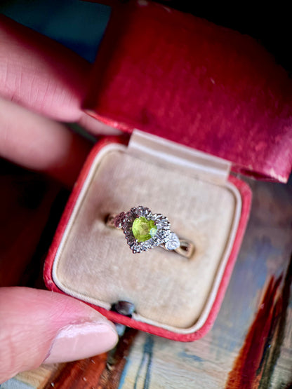 9ct Gold Peridot & Diamond “Heart” ring