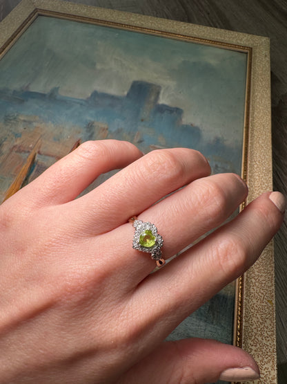 9ct Gold Peridot & Diamond “Heart” ring