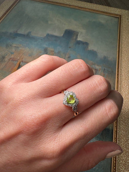 9ct Gold Peridot & Diamond “Heart” ring