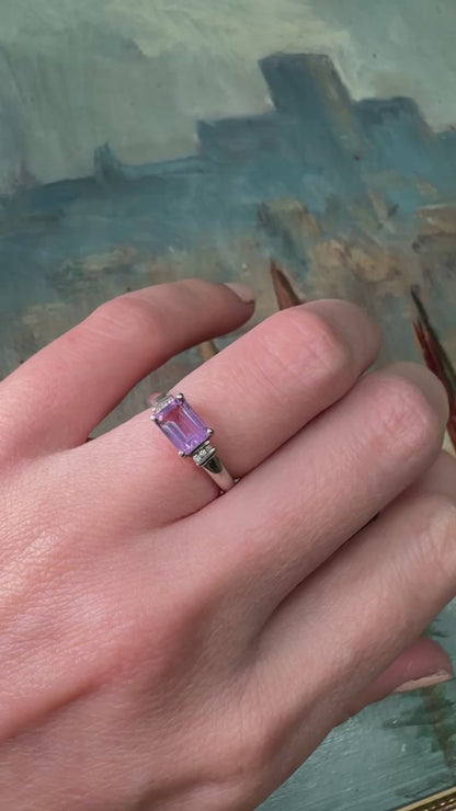 9ct Gold Amethyst & Diamond Ring