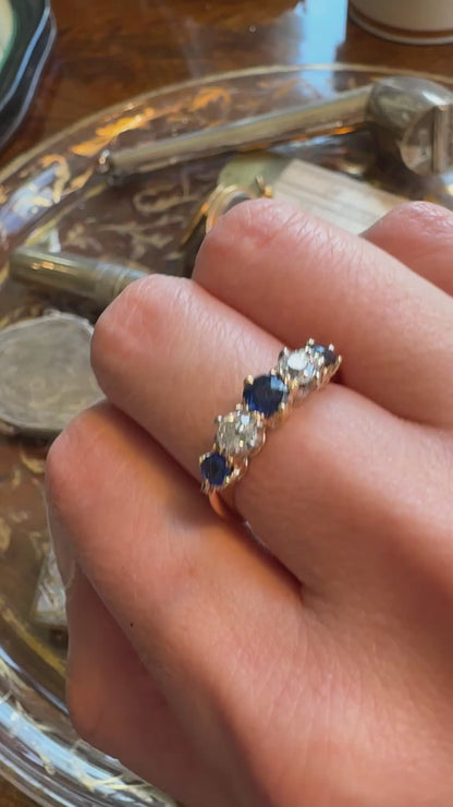 Sapphire & Diamond 5 Stone Ring