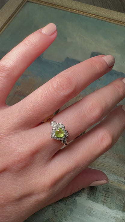 9ct Gold Peridot & Diamond “Heart” ring