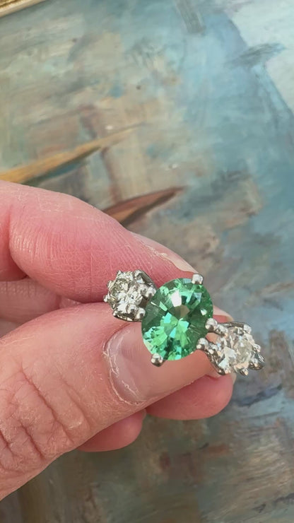 Platinum Tourmaline & Diamond Ring