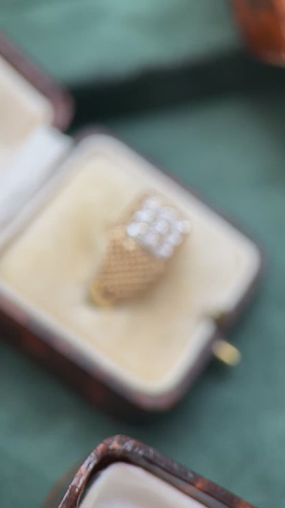 9ct Gold 3 Row Diamond Signet Ring