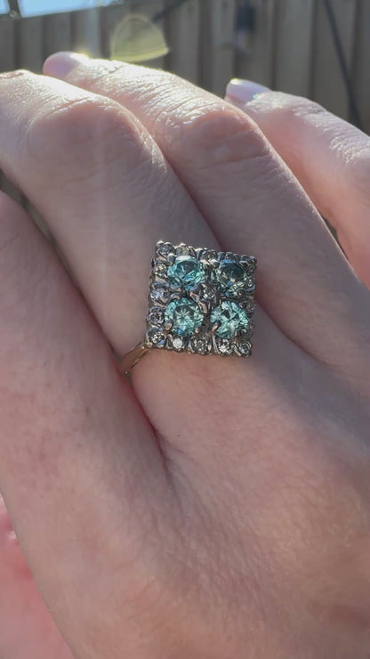 18ct Gold Zircon & Diamond Ring