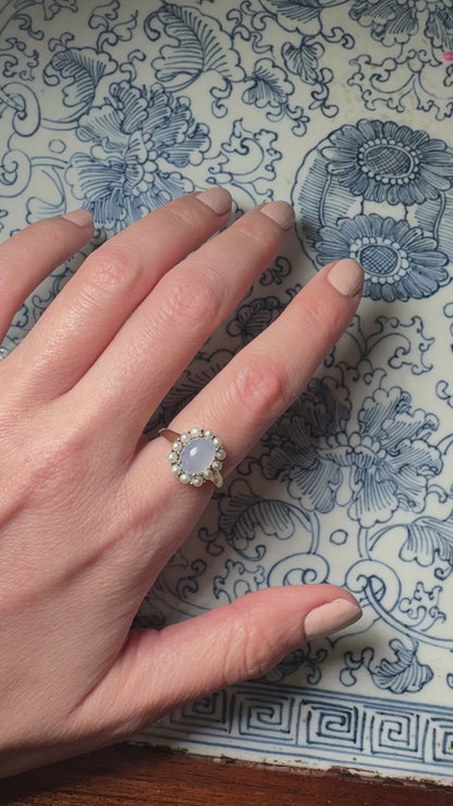 9ct Gold Moonstone & Pearl Cocktail Ring